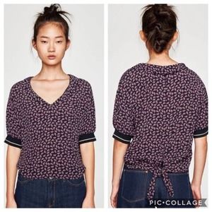 Zara Retro Sneaker Print Tie Back Top